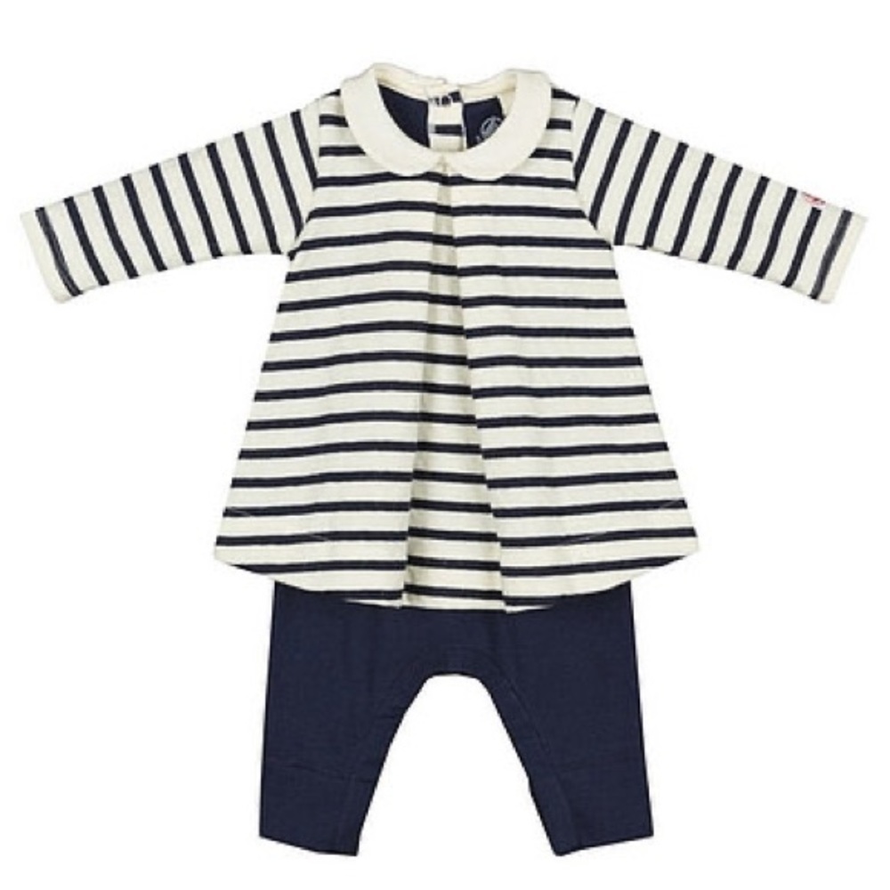 Petit Bateau Striped Dress w/ attached Leggings 3m